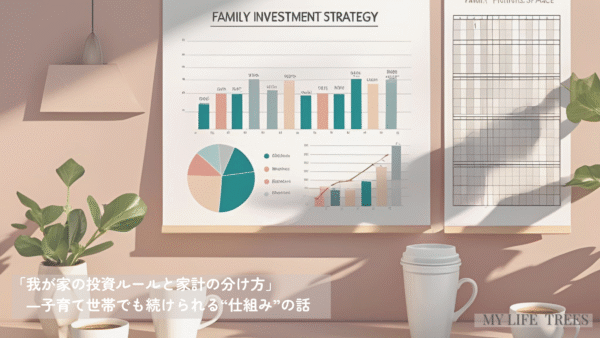 家族の投資計画を練るデスクのイメージ図